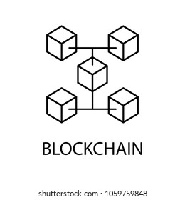 Blockchain vector icon or design element in outline style