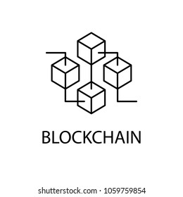 Blockchain vector icon or design element in outline style