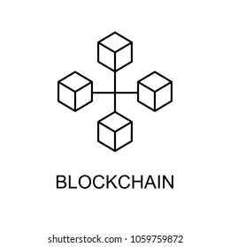 Blockchain vector icon or design element in outline style