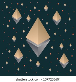 Blockchain vector illustration . Bitcoin & Ethereum cryptocurrency trading concept.