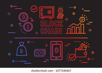 Blockchain vector illustration. Bitcoin & Ethereum trading concept