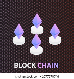Blockchain vector illustration. Bitcoin & Ethereum trading concept