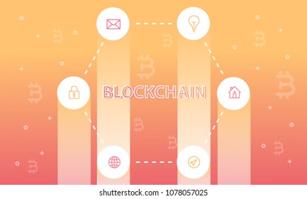 Blockchain vector illustration. Bitcoin and Ethereum trading concept.
