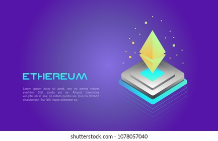 Blockchain vector illustration. Bitcoin and Ethereum trading concept.