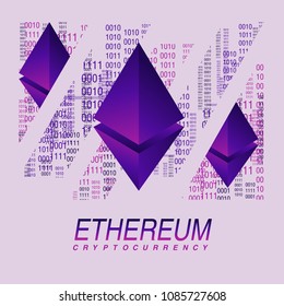 Blockchain vector illustration. Bitcoin and Ethereum trading concept.