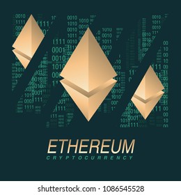 Blockchain vector illustration. Bitcoin and Ethereum trading concept.