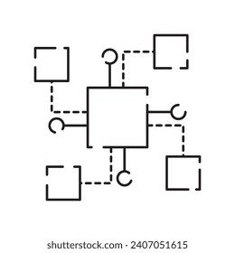 Blockchain vector line concept icon or logo element. Technology and money finance