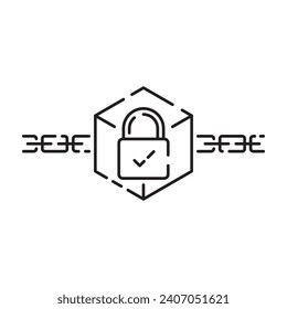 Blockchain vector line concept icon or logo element. Technology and money finance