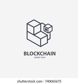 Blockchain vector line icon or logo element on white background