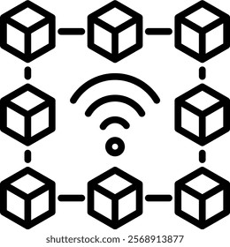 Blockchain Vector Lineal Icon On White Background.