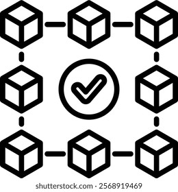 Blockchain Vector Lineal Icon On White Background.