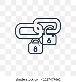 Blockchain vector outline icon isolated on transparent background, high quality linear Blockchain transparency concept can be used web and mobile