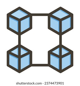 Blockchain Vector Thick Line Filled Colors Icon For Personal And Commercial Use.
