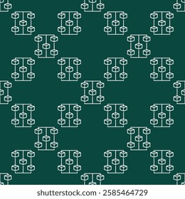 Blockchain vector thin line concept seamless pattern. Block chain network linear minimal background