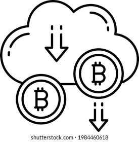 Blockchain and Virtual Currency Concept, Bitcoin and Cloud network Vector Icon Design, Business and Management Symbol, Banking and finance Sign, ECommerce and cryptocurrency illustration, 