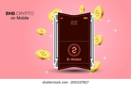 Blockchain wallet concept. Stable coin crypto on mobile, digital Cryptocurrency wallet application vector illustration