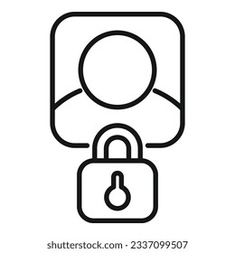 vector de contorno de icono de cuenta bloqueada. Correo electrónico del usuario. Personas con datos