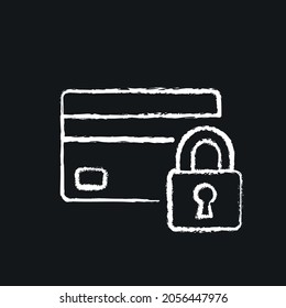 Blocked Bank card chalk icon. Vector isolated black illustration