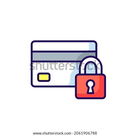 Blocked Bank card RBG color icon. Thin line vector illustration with shadow
