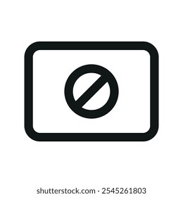 Blocked bank card UI icon, block card simple line user interface vector symbol