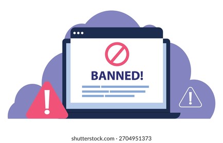Site, sistema, conexão, software de bloqueio de anúncios, conta de usuário proibida ou bloqueada