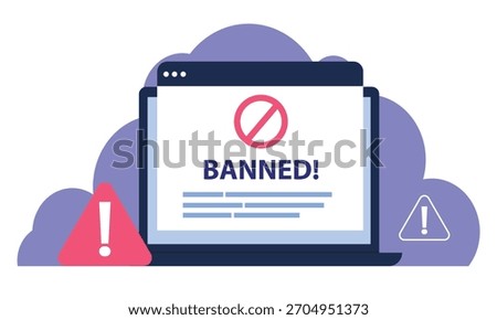Blocked or banned website, system, connection, Ad blocking software, Banned user account