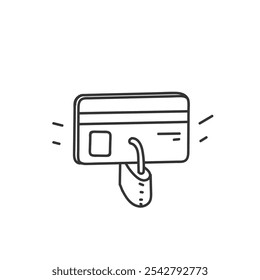 blocked credit card icon doodle hand drawing style