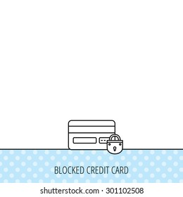 Blocked credit card icon. Shopping sign. Circles seamless pattern. Background with icon. Vector