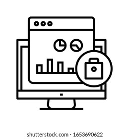 Blockiertes Datenzeilensymbol, Concept-Zeichen, Umriss-Vektorillustration, Linearsymbol.