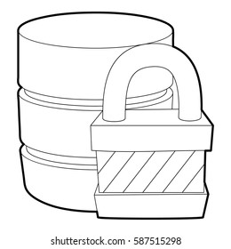 Blocked database icon. Outline illustration of blocked database vector icon for web