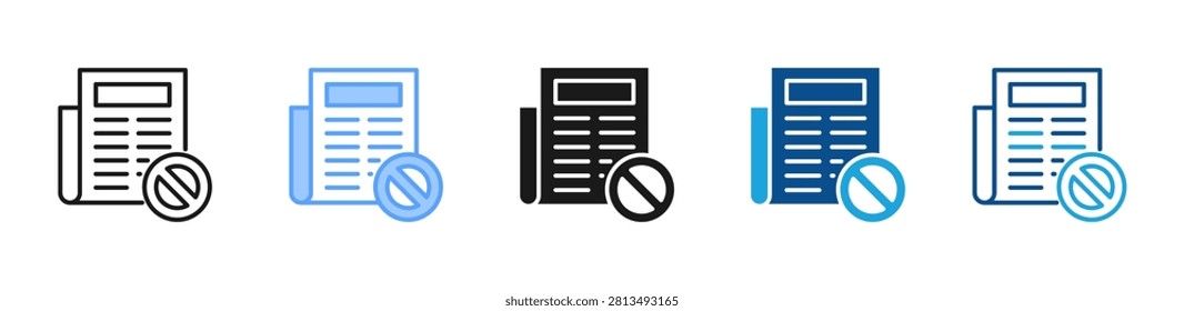 Blocked Document web icon with multiple style collection