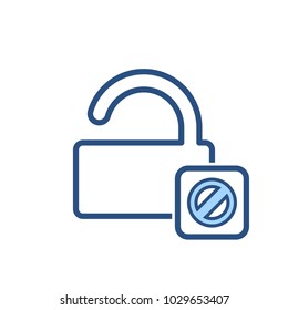 Blocked dont lock open security icon. Vector illustration