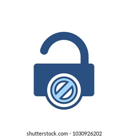 Blocked dont lock open security icon. Vector illustration