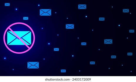 Correo electrónico bloqueado, ataque de spam o recibir muchos correos electrónicos y el concepto de advertencia de virus spam con el diseño de sobres. Ilustración vectorial.