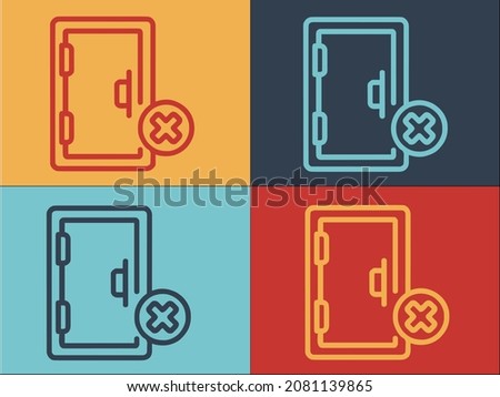 Blocked Evacuation Door Logo Template, Simple Flat Icon of door,emergency,evacuation