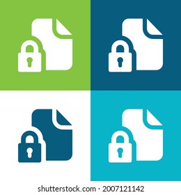 Blocked File Flat four color minimal icon set