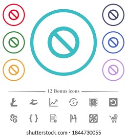 Iconos de color plano bloqueados en contornos de forma circular. 12 íconos adicionales incluidos.