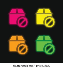 Blocked four color glowing neon vector icon