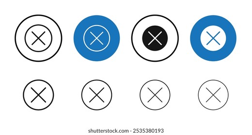 Blocked icon Black line art vector logo set