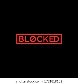 blocked icon, typography of a blocked word, with a lock symbol