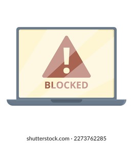 Blocked laptop icon cartoon vector. Fraud attack. Online scam