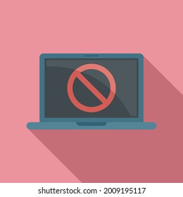 Blocked laptop icon flat vector. Block data. Digital crypto