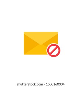 Blocked mail icon, flat style