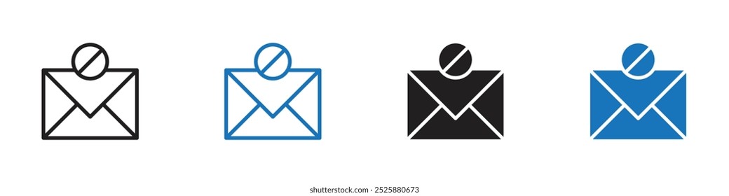 Icono de correo bloqueado conjunto de gráficos lineales Vector en negro