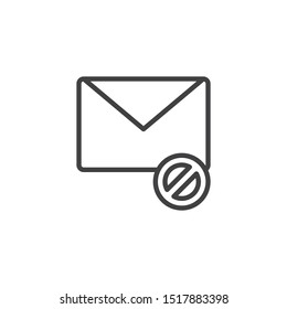 Blocked mail line icon. linear style sign for mobile concept and web design. Email block, forbidden, prohibit outline vector icon. Symbol, logo illustration. Vector graphics