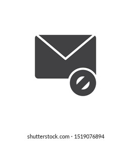 Blocked mail vector icon. filled flat sign for mobile concept and web design. Email block, forbidden, prohibit glyph icon. Symbol, logo illustration. Vector graphics