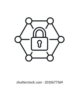 Icono lineal de red bloqueada.VPN. Ilustración personalizable de línea delgada. Dibujo de contorno aislado del vector. Trazo editable