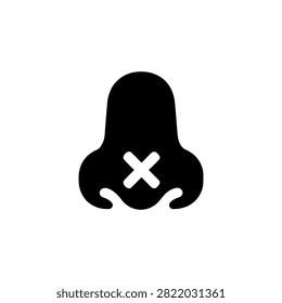 Blocked Nose Solid Icon for Nasal Obstruction Sinus Problem and ENT Disorder