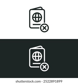 Blocked passport icon isolated on white background