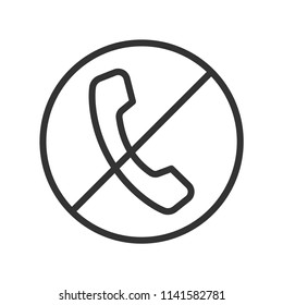 blocked phone icon with simple black line use for website asset 